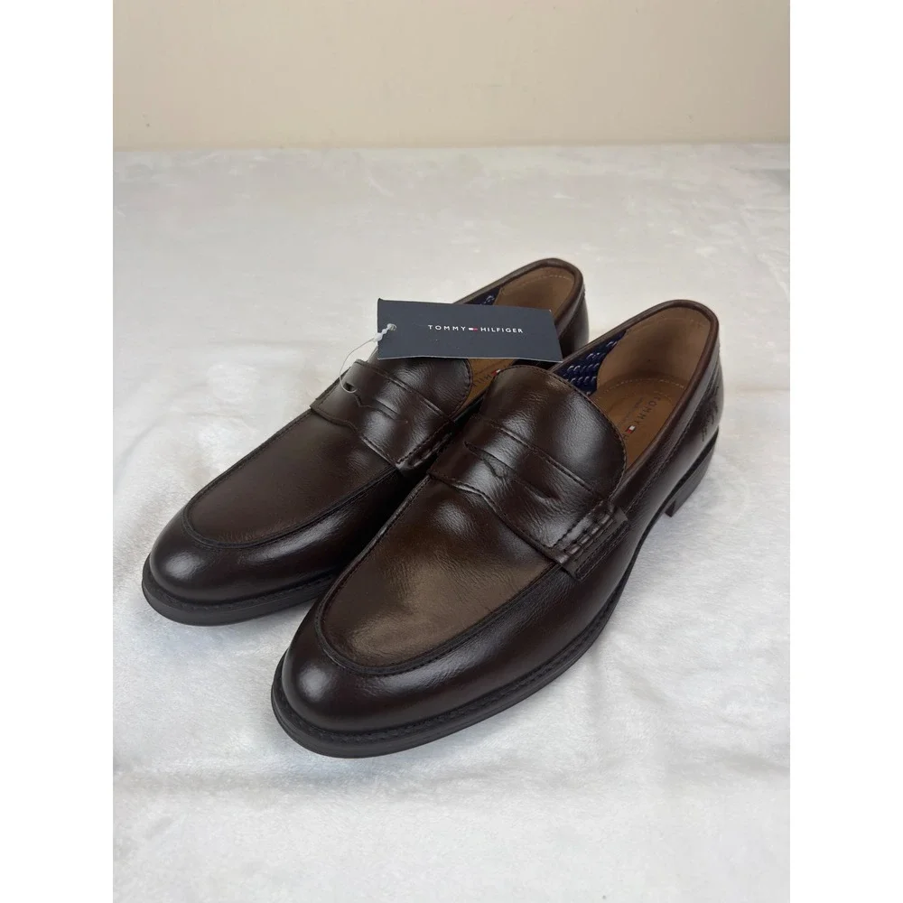 Tommy Hilfiger Mens Japeth Penny Loafers Dark Brown Memory Foam Dress 9 M New